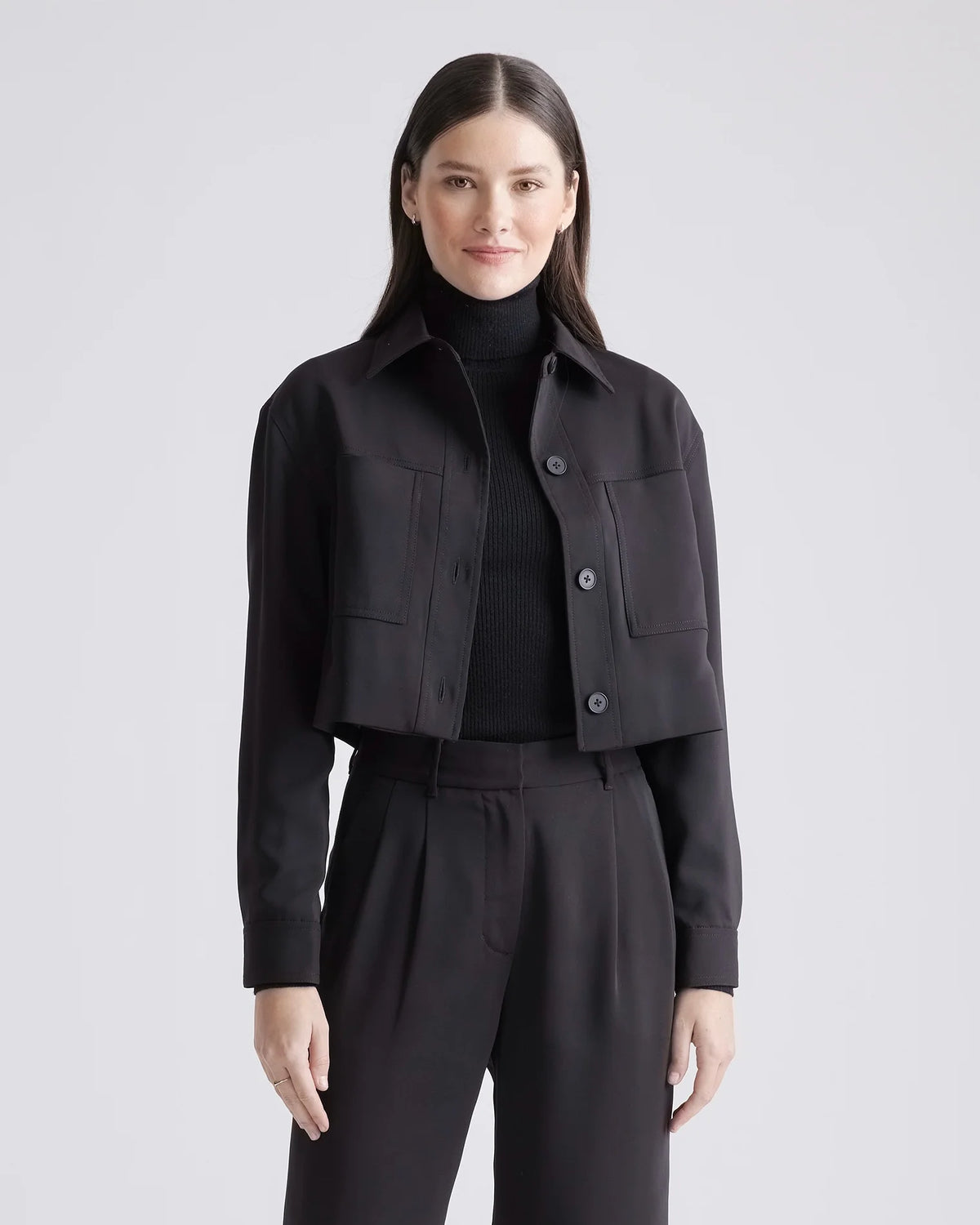 Stretch Crepe Cropped Jacket - XS / Morel