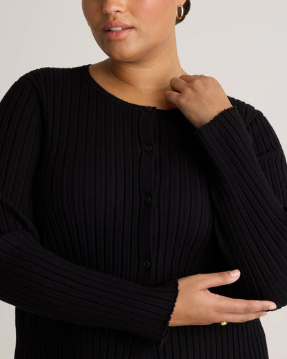 Eco-Knit Cropped Rib Cardigan - XS / Warm Taupe