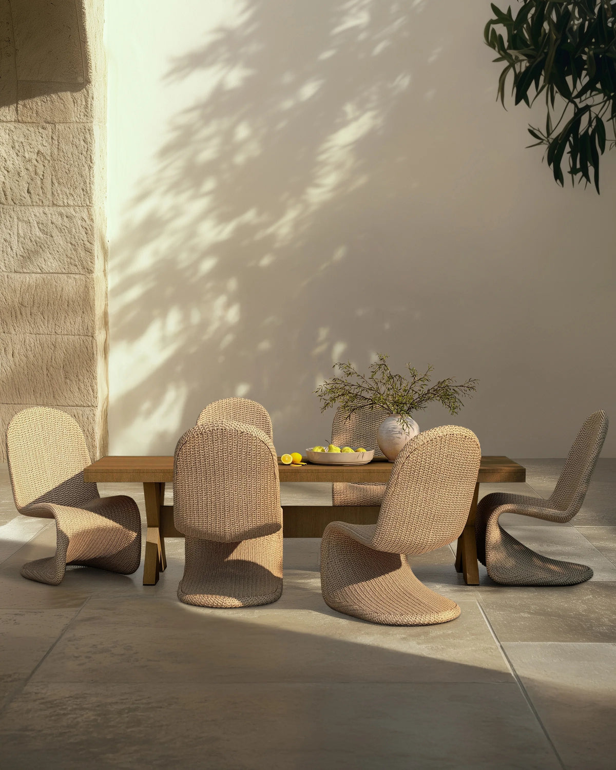 Curved All-Weather Wicker Indoor/Outdoor Dining Chair - One Size / Natural