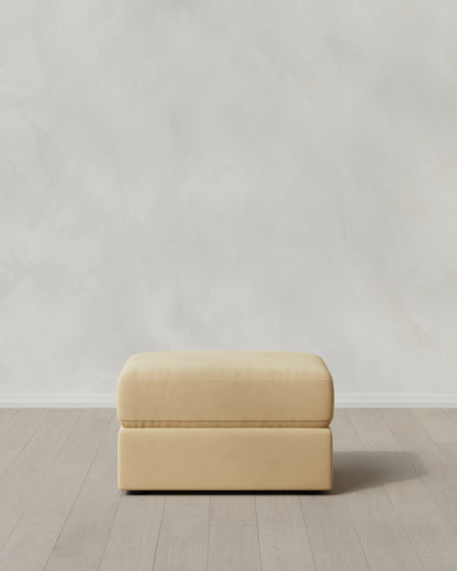 Ashford Deep Seat Ottoman in Performance Velvet - One Size / Ivory