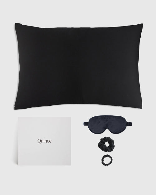 100% Washable Silk Beauty Sleep Set - One Size / Black