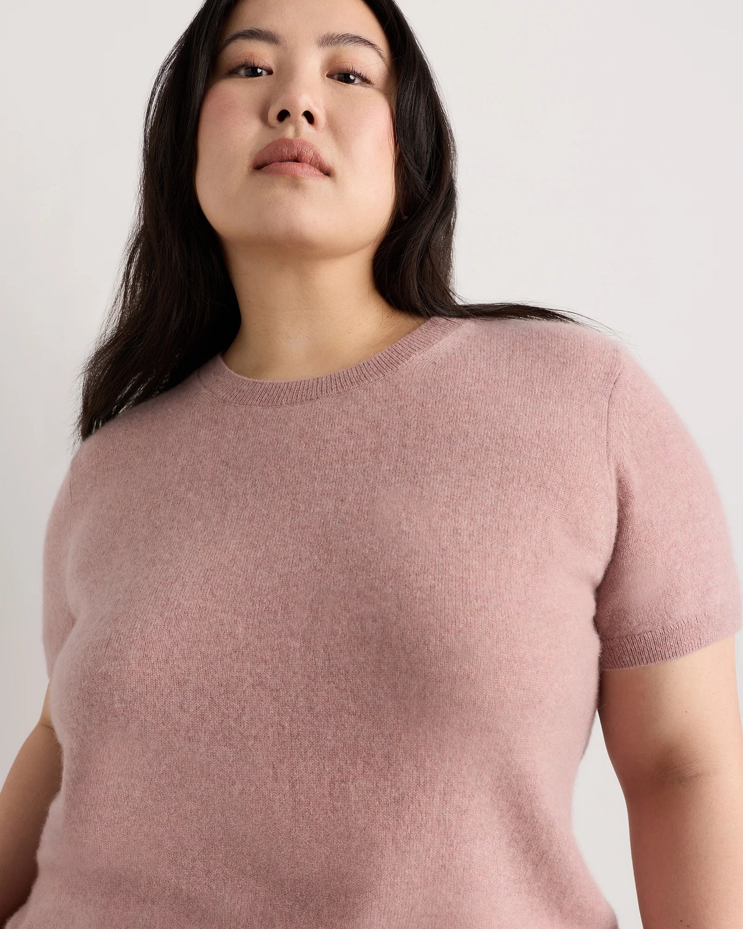 Mongolian Cashmere Tee - 1X / Heather Vintage Pink