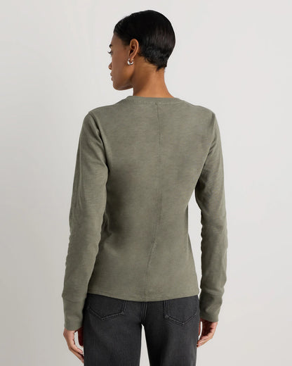 100% Organic Cotton Slub Long Sleeve Tee - XS / Smoked Thyme Green