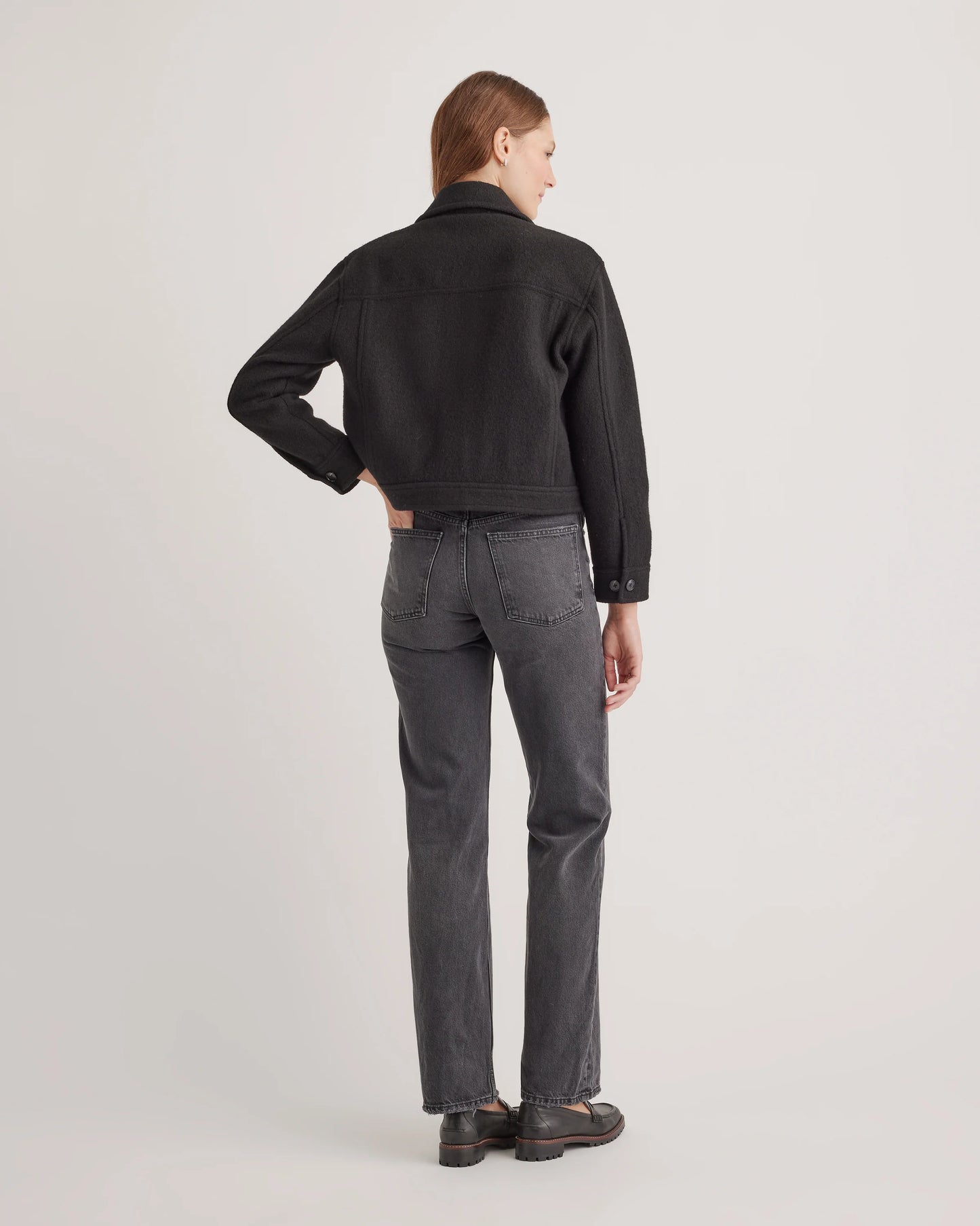 100% Merino Wool Cropped Shirt Jacket - XS / Mulled Wine