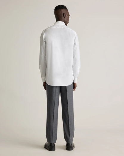 Organic Cotton Stretch Poplin Dress Shirt - S / White/Navy Minigrid