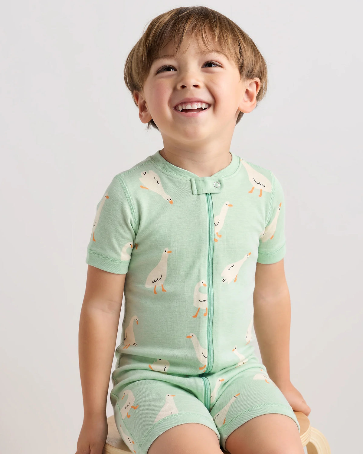 100% Organic Cotton Shortie Onesie Pajama - 2T / Navy Stripe