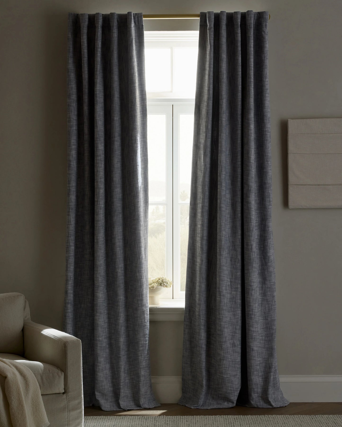 Textured Cotton True Blackout Curtain - 48x84 / White