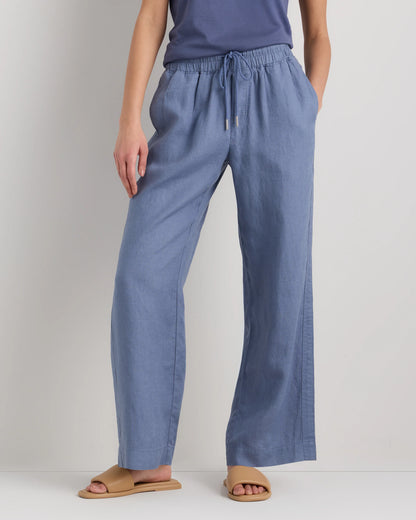 100% European Linen Wide Leg Pants - XS / Bayberry Olive