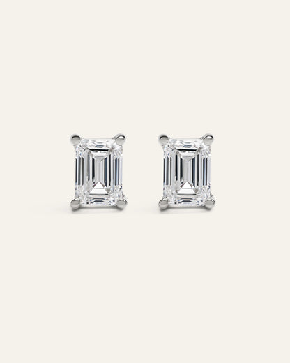 14K Gold Lab Grown Diamond Statement Emerald Studs - 6ctw - One Size / Yellow Gold