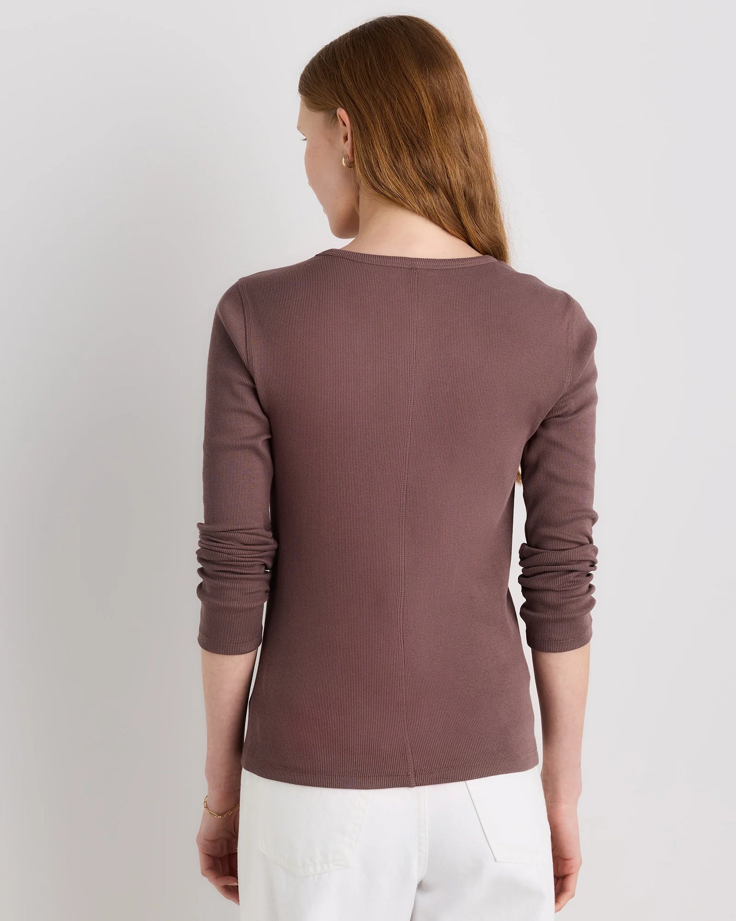Organic Cotton Micro-Rib Long Sleeve Tee - XS / Moonstone Blue