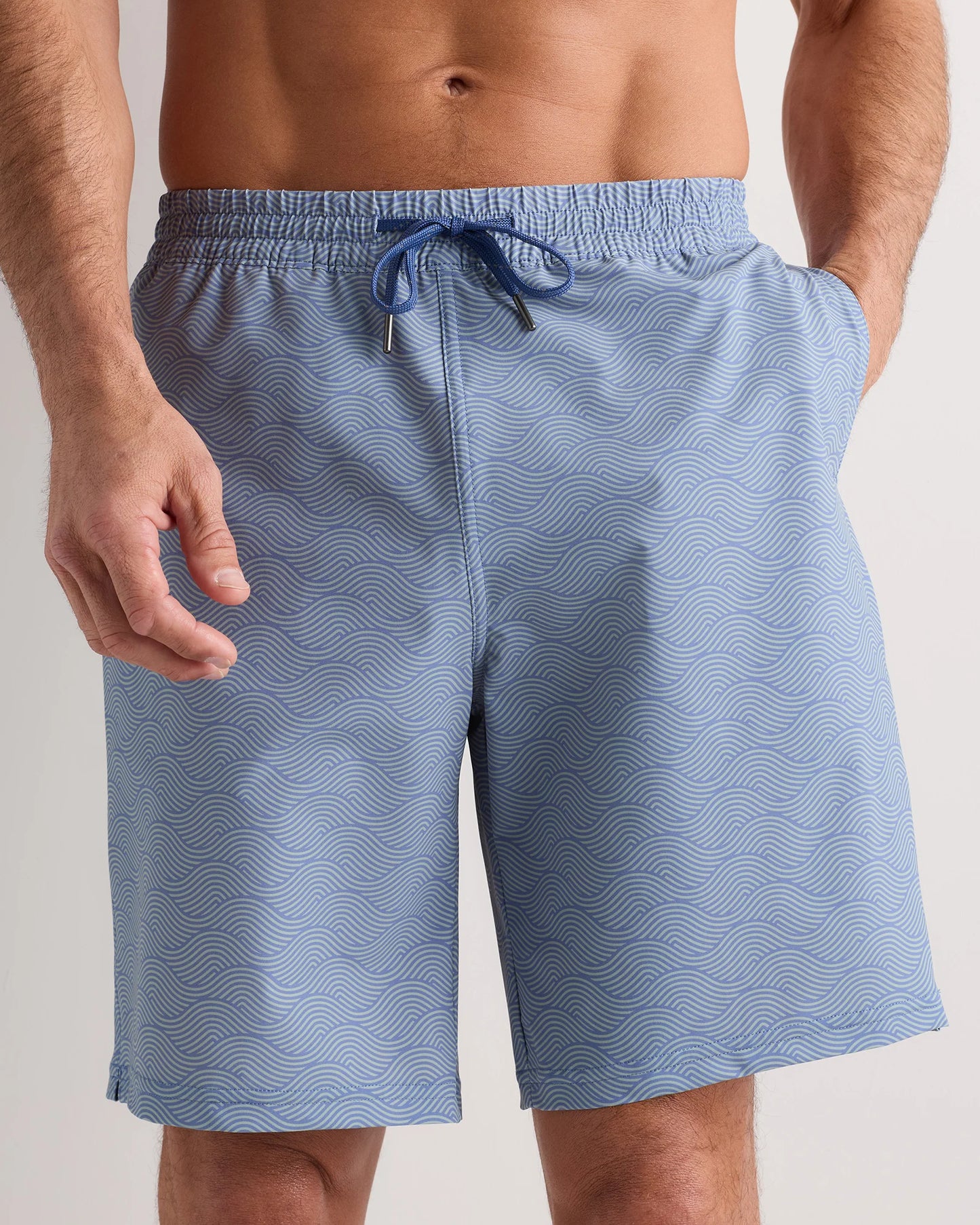 Italian Swim Trunks - 9" - S / Navy Palms