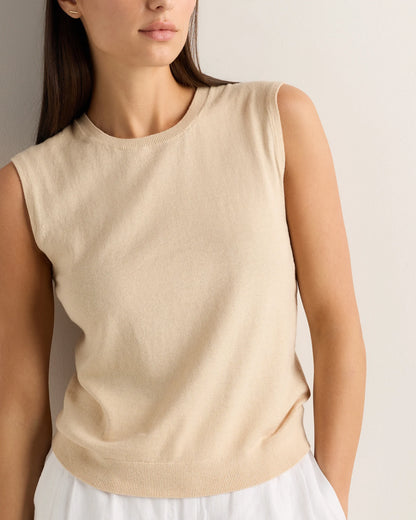 Lightweight Cotton Cashmere Sweater Tank - XS / Black