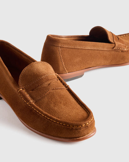Essential Suede Penny Loafer - 7 / Whiskey