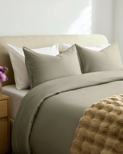 Organic Cotton Sateen Sham Set - Standard / Mineral