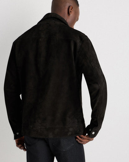 100% Suede Harrington Jacket - S / True Black
