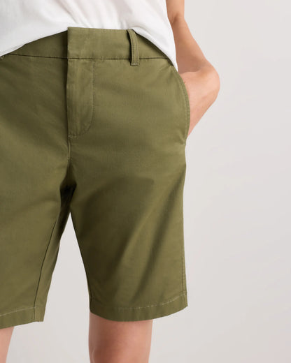 Organic Stretch Cotton Chino Bermuda Shorts - 0 / Bayberry Olive