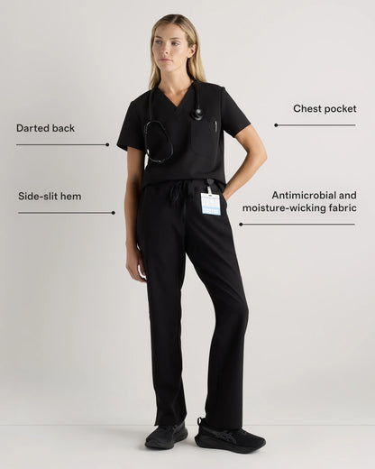AeraFlex 1-Pocket Scrub Top - XS / Bold Black