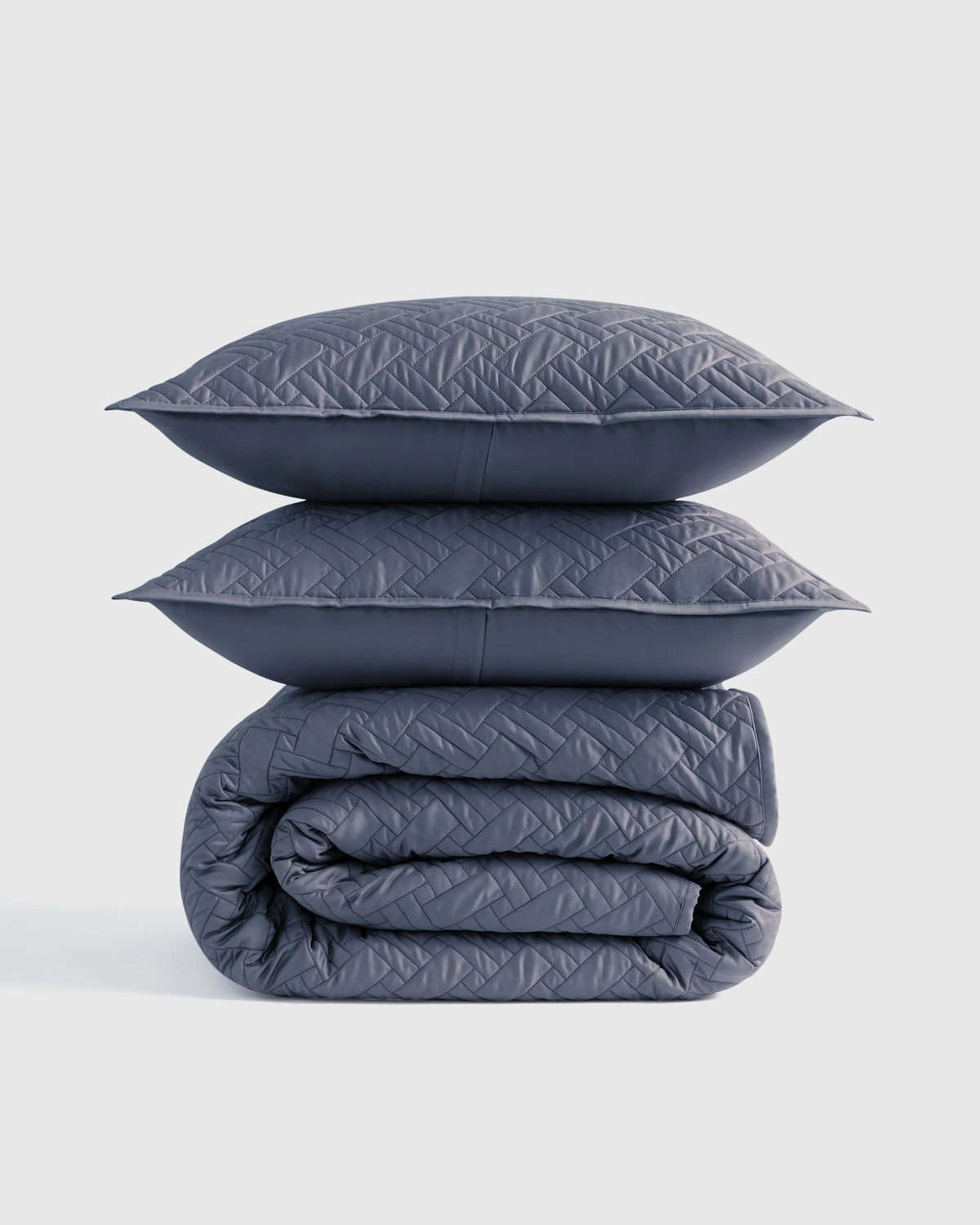 Organic Cotton Basketweave Quilt Set - Twin / Mineral