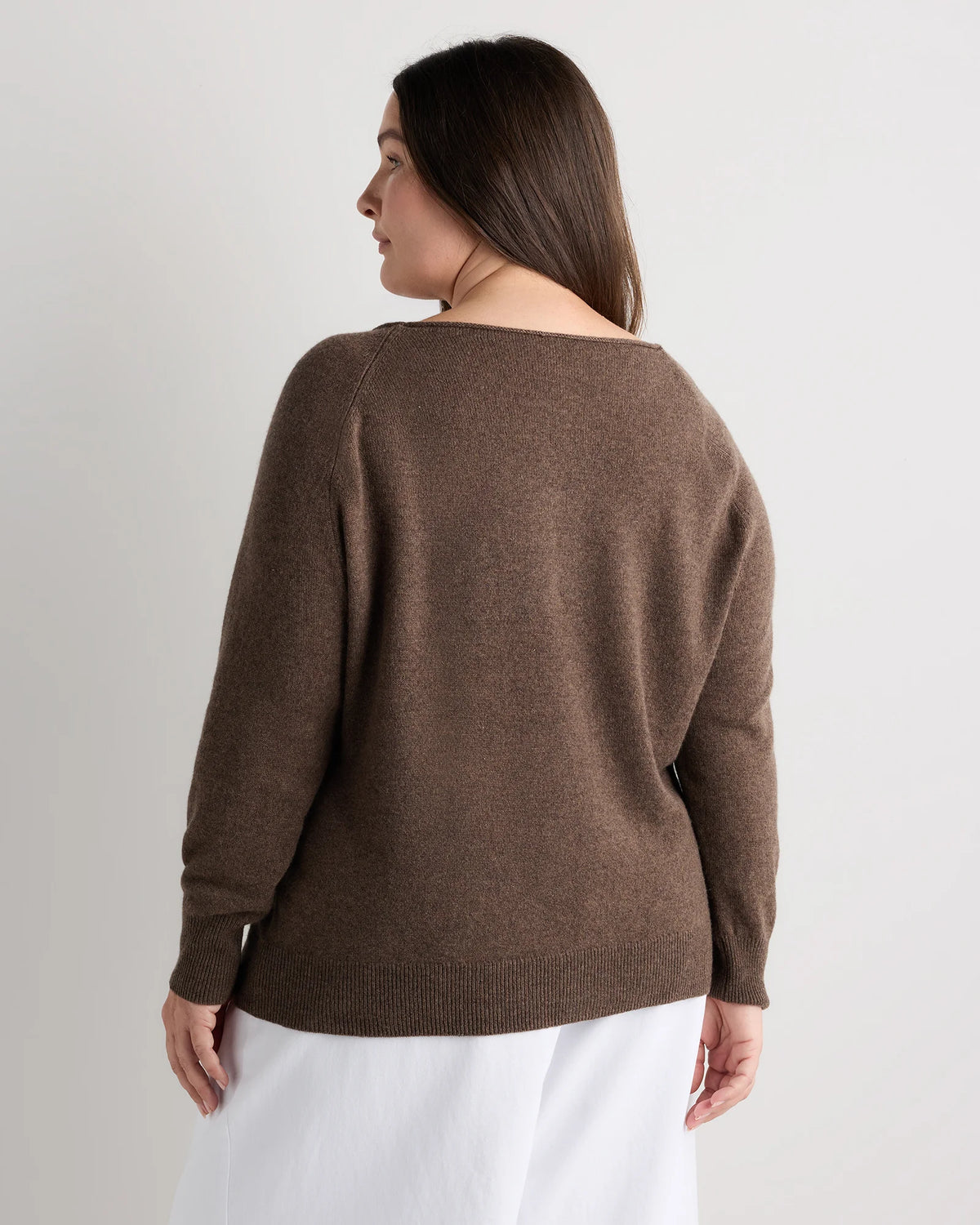 Mongolian Cashmere Boatneck Sweater - 1X / Heather Vintage Pink