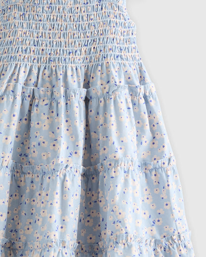 100% Organic Cotton Poplin Smocked Dress - 3-6M / Wisteria Floral