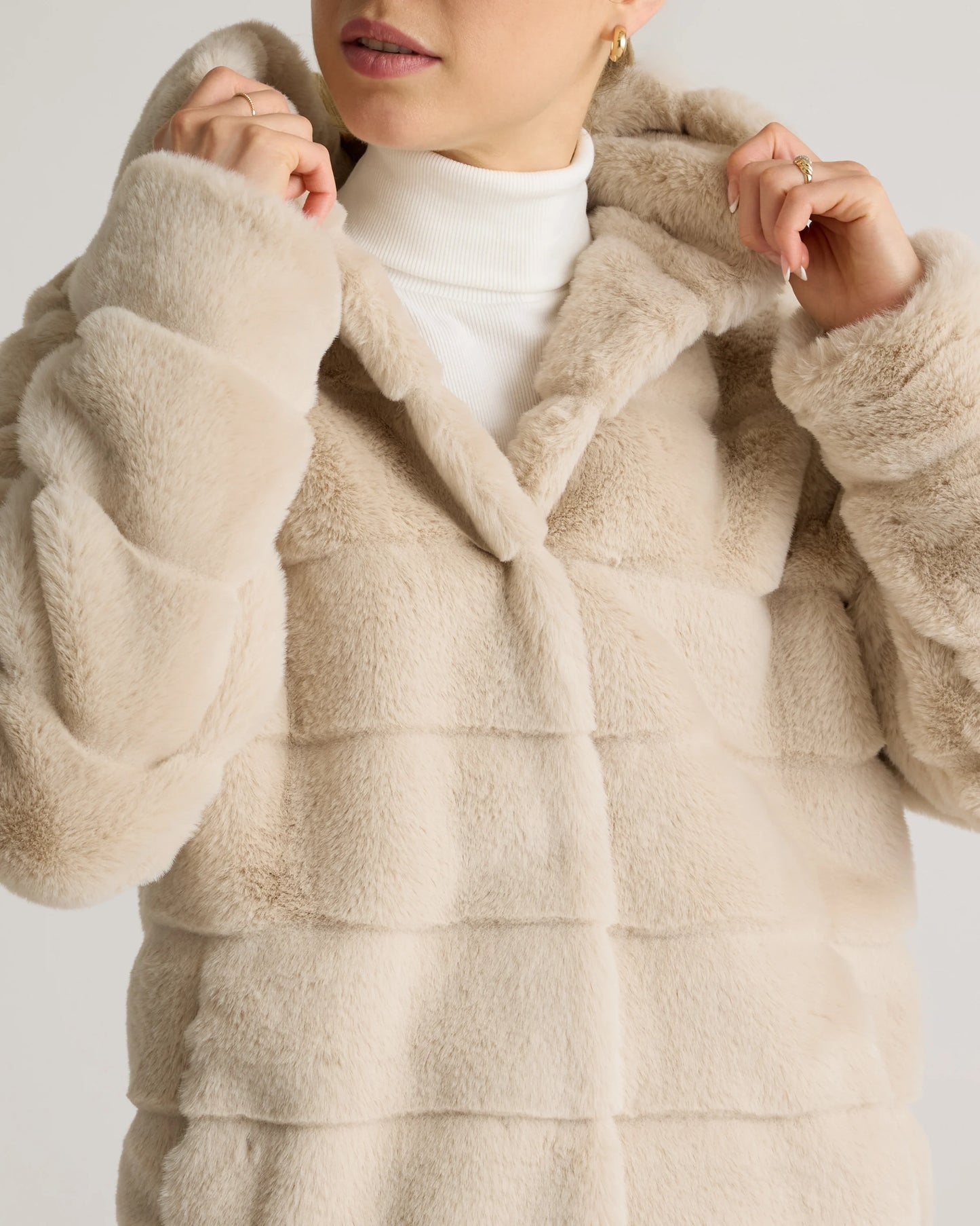 Hooded Faux Fur Jacket - XS / Black
