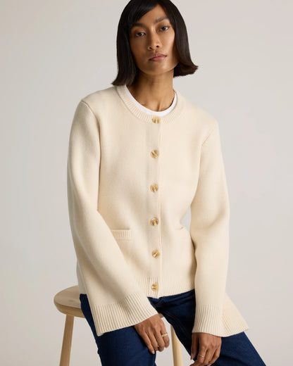 Mongolian Cashmere Structured Cardigan - XS / Oatmeal
