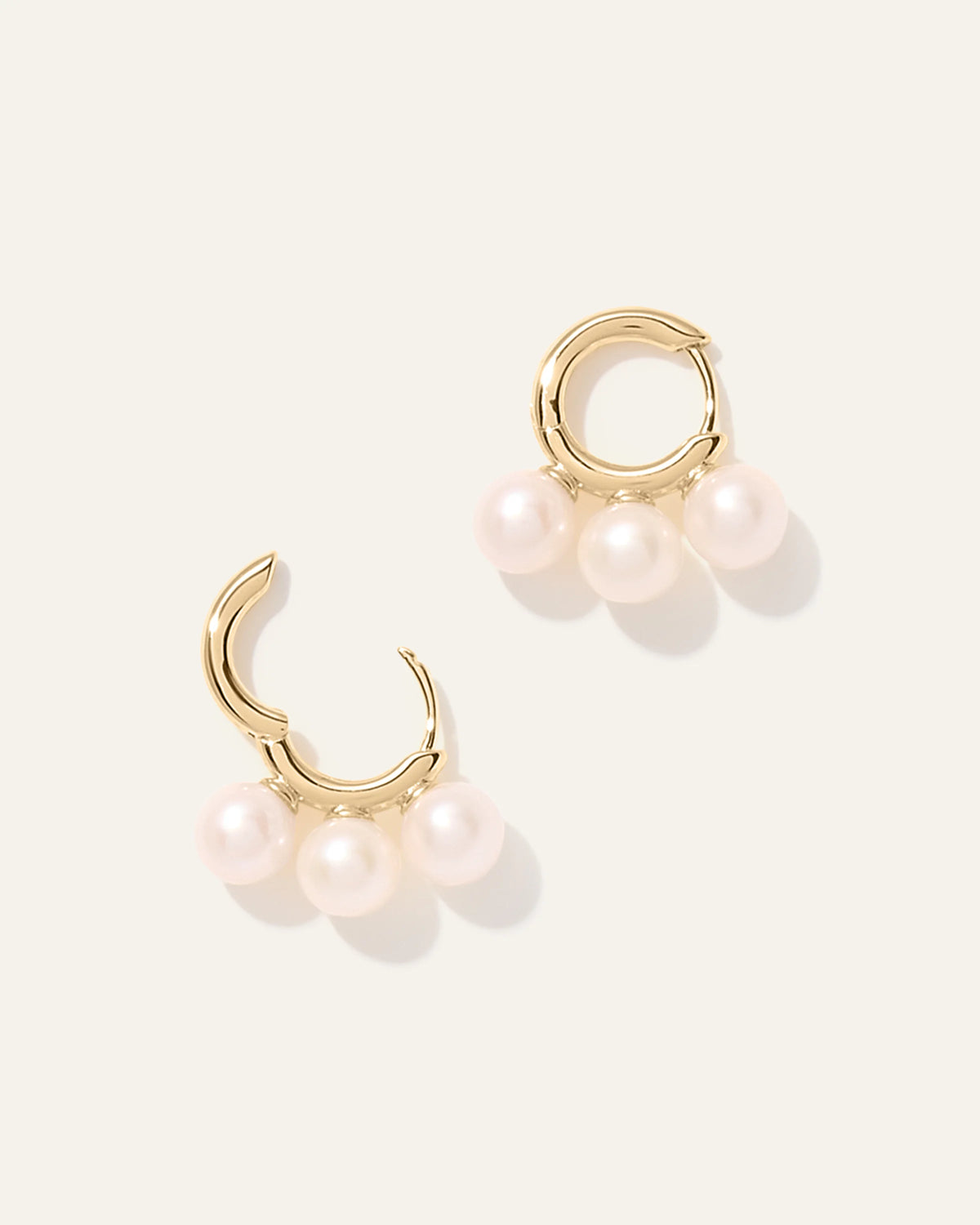 Triple Freshwater Pearl Hoops - One Size / Gold Vermeil