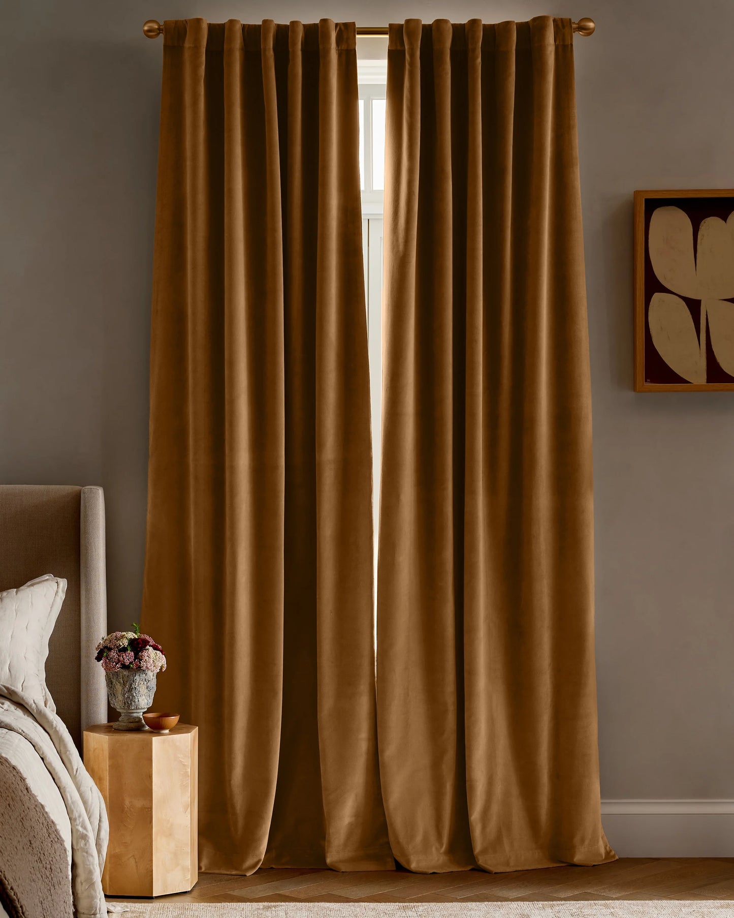 Cotton Velvet Room Darkening Curtain - Single Panel - 48x84 / Ivory