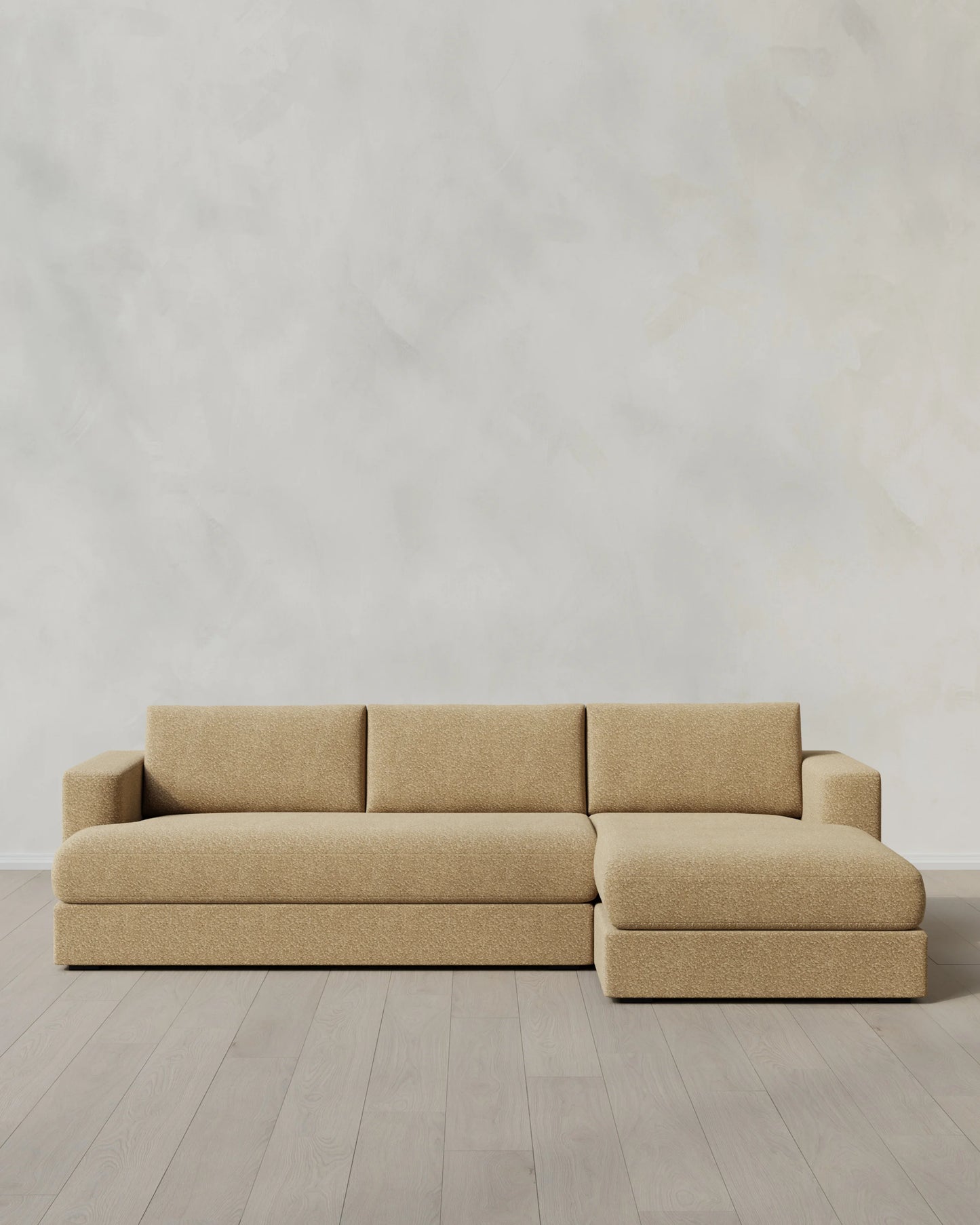 Sierra Curved Arm Chaise Sectional in Performance Boucle - Right Arm / Linen