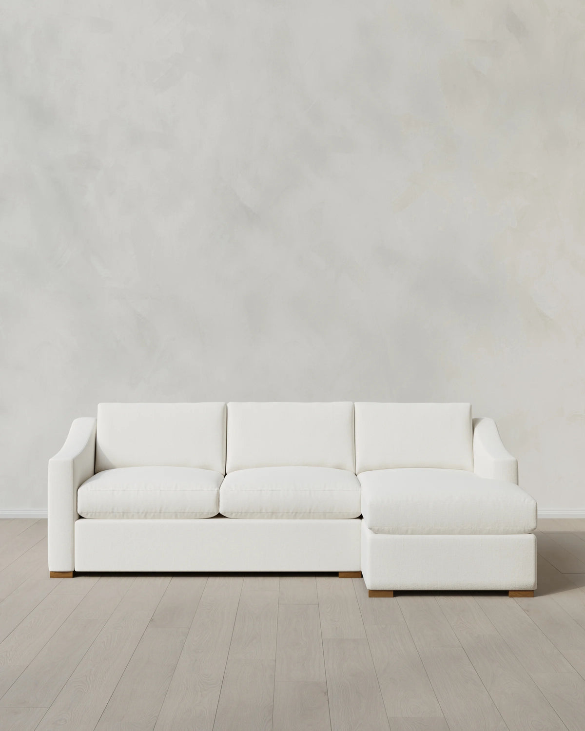 Hollis Slope Arm Chaise Sectional in Performance Chenille Linen Blend - 104" Right Arm / Snow