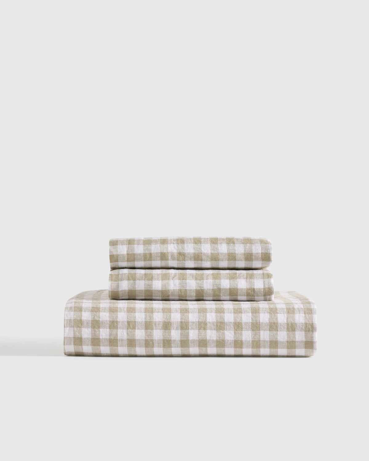 European Linen Gingham Fitted Sheet Set - Twin / Blue Fog