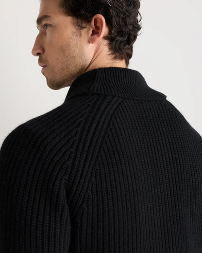 Mongolian Cashmere Shawl Collar Cardigan - S / Black