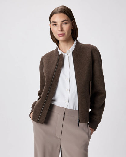 Double-Faced Merino Wool Bomber Jacket - XS / Black