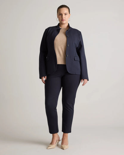 Ultra-Stretch Ponte Stand Collar Blazer - XS / Navy
