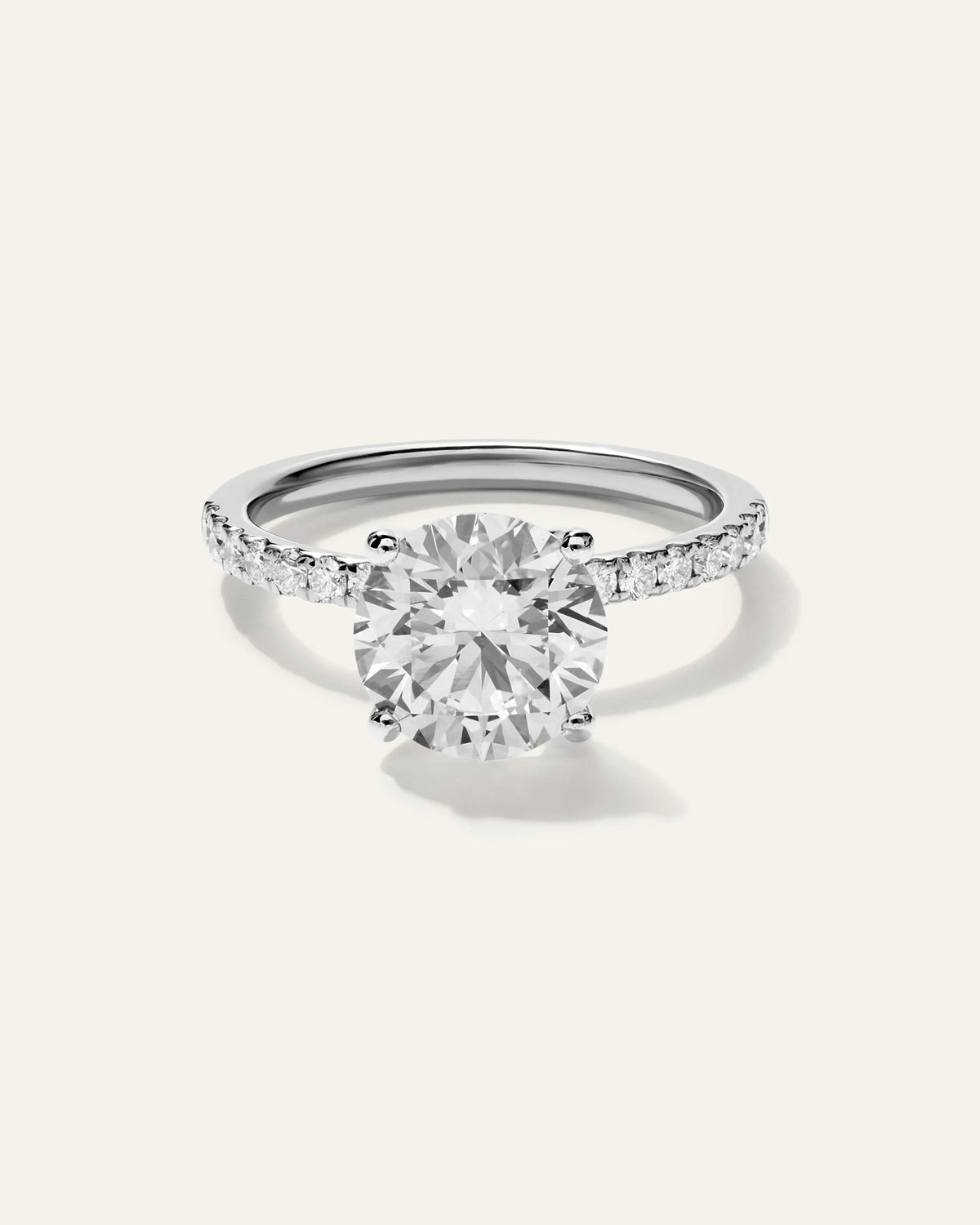 Lab Grown Diamond Round Petite Pave Engagement Ring - 2.5ct - 4 / Yellow Gold
