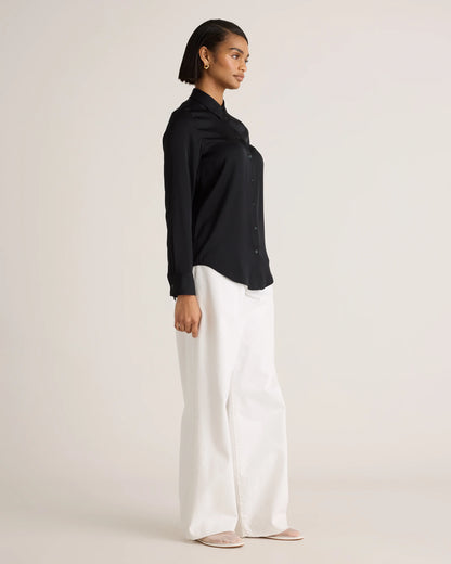 Washable Stretch Silk Blouse - XS / Moonstone Blue