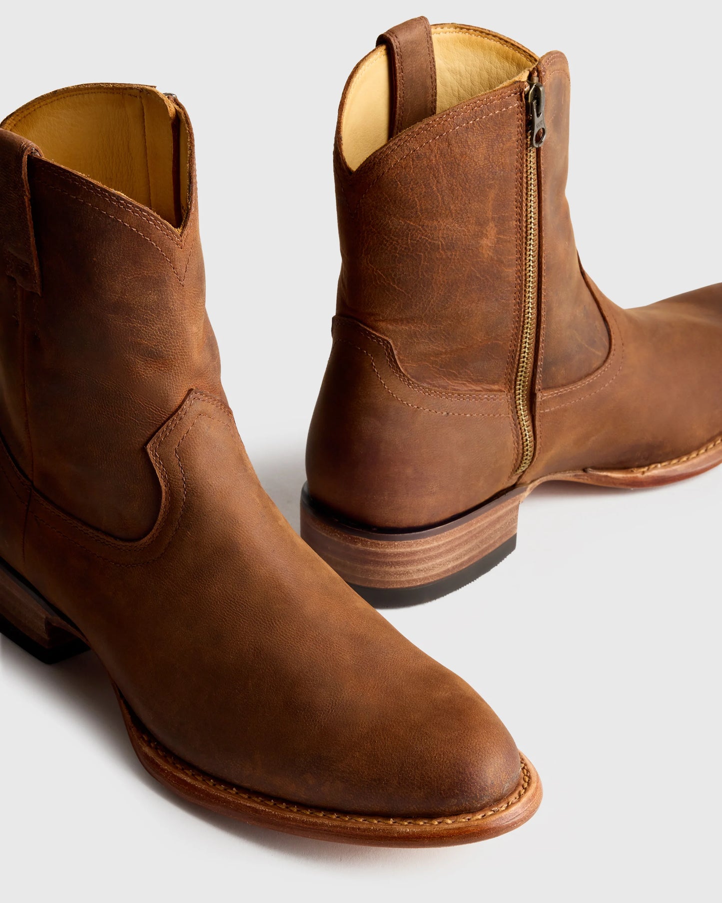 Crafted Leather Western Zip Boot - 7 / Dark Chocolate
