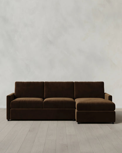 Brennan Chaise Sectional in Performance Velvet - Right Arm / Pine