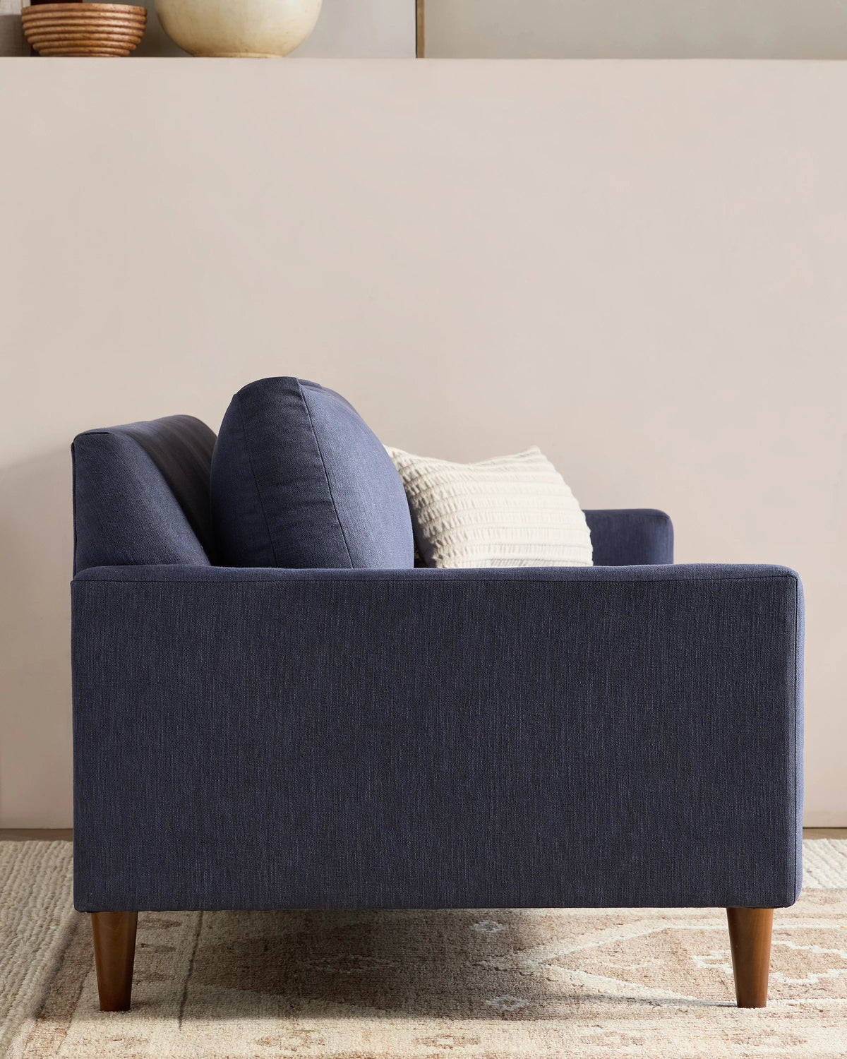 Atlas Midcentury Sofa in Performance Velvet - 6ft / Ivory
