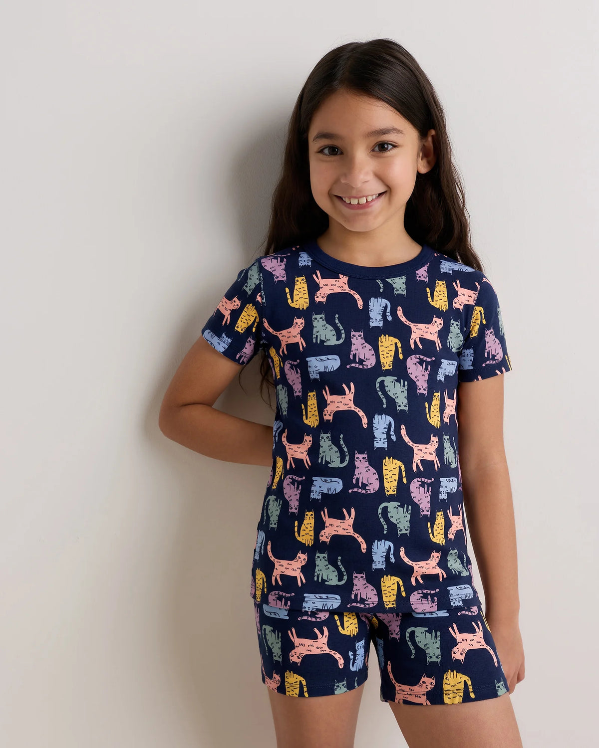 100% Organic Cotton Short Sleeve and Shorts Pajama Set - 6 / Navy Stripe
