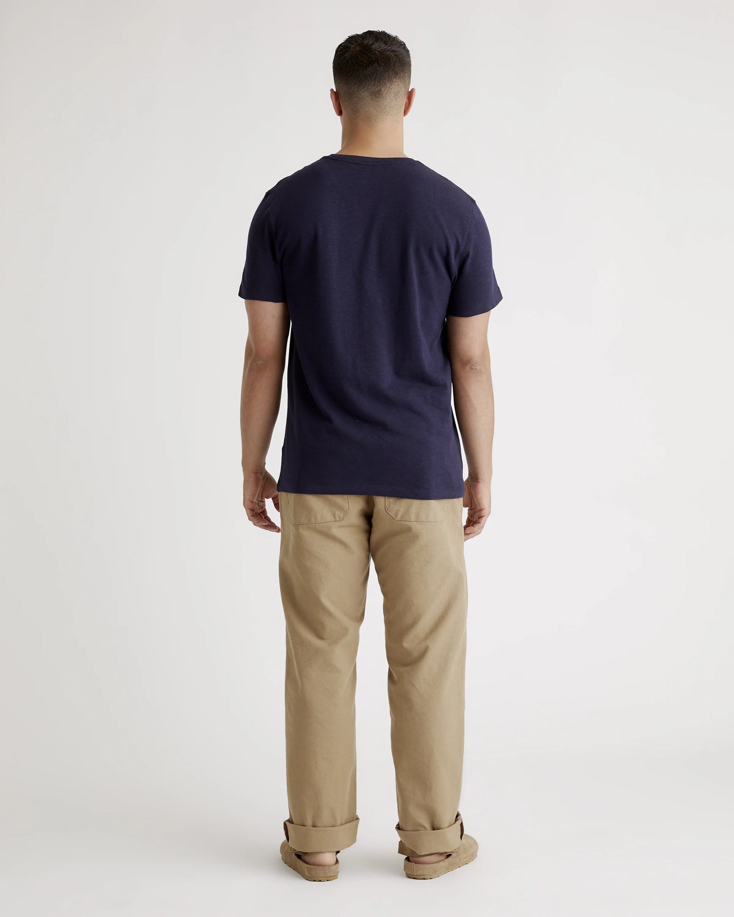 100% Organic Cotton Slub V-Neck Tee - S / Heather Grey