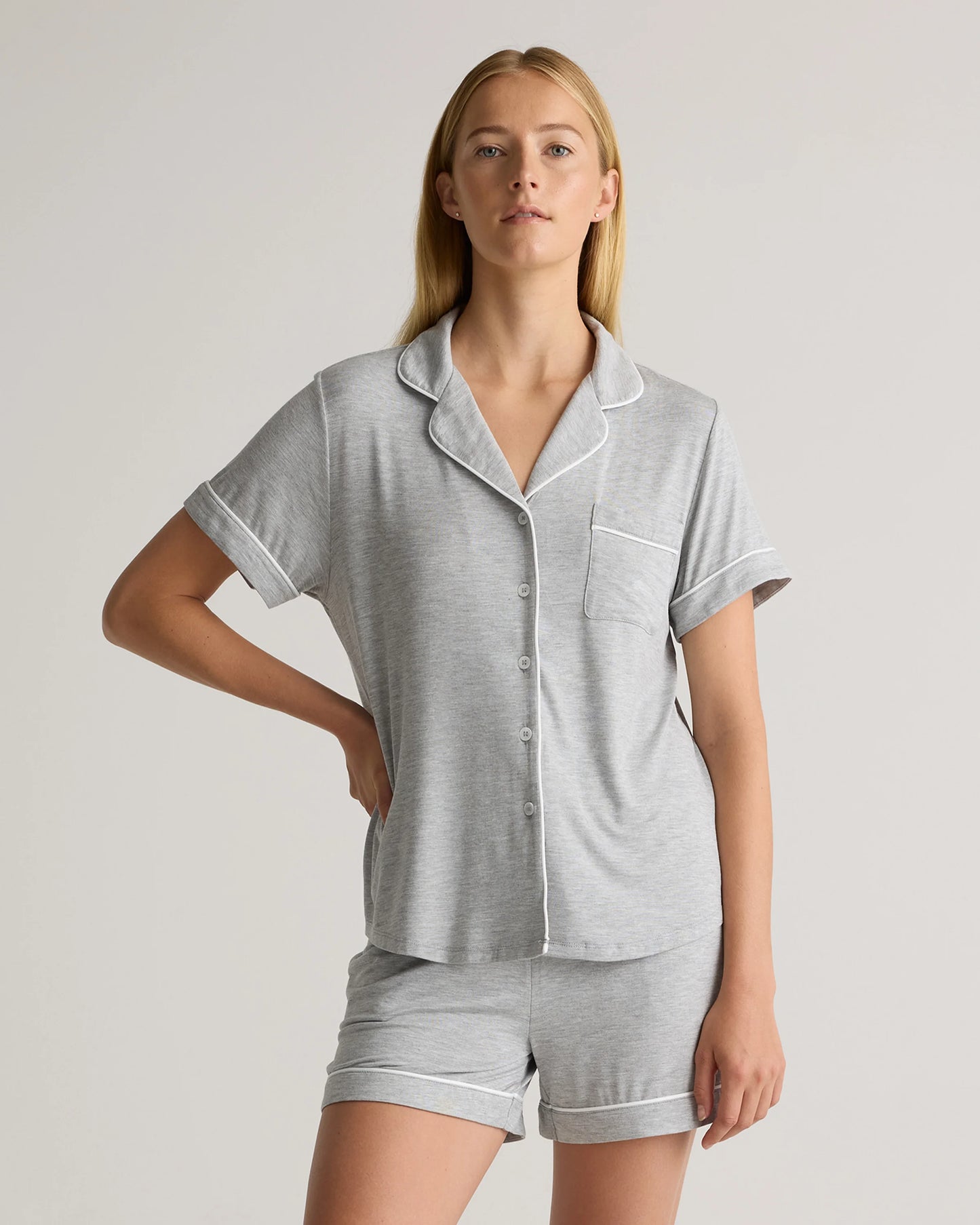 Bamboo Jersey Short Sleeve Pajama Set - XS / True Black