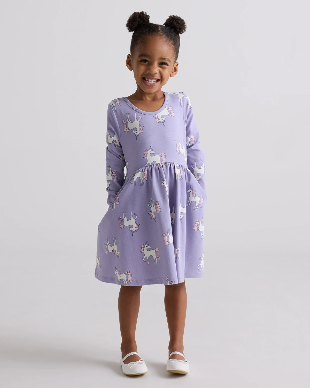 Organic Cotton Long Sleeve Skater Dress - 2T / Red Poppy Garden