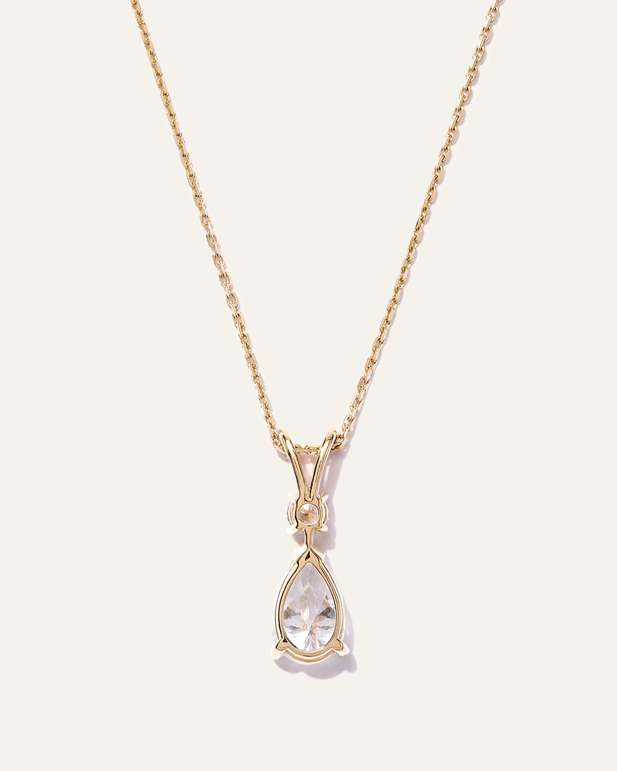 14K Gold Lab Grown Diamond Round & Pear Drop Necklace - One Size / Yellow Gold