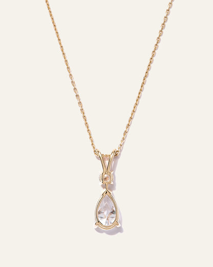 14K Gold Lab Grown Diamond Round & Pear Drop Necklace - One Size / Yellow Gold