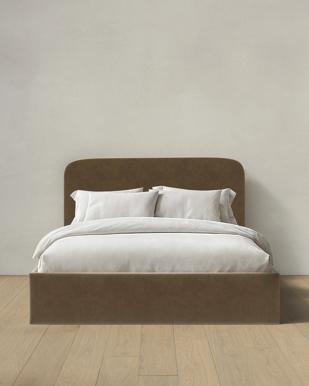 Curved Bed in Performance Velvet - Full / Walnut