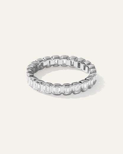 Lab Grown Diamond Emerald North-South Bezel Eternity Band - 4 / Yellow Gold
