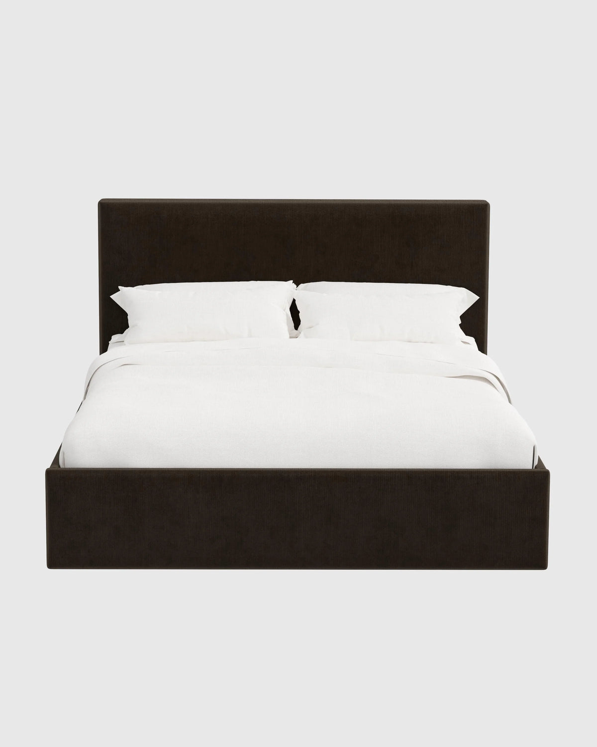 Square Bed in Performance Velvet - Full / Chocolate