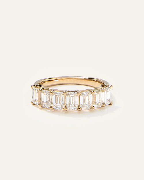 Lab Grown Diamond Emerald Seven Stone Band - 4 / Yellow Gold