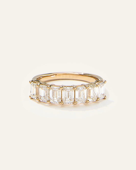 Lab Grown Diamond Emerald Seven Stone Band - 4 / Yellow Gold
